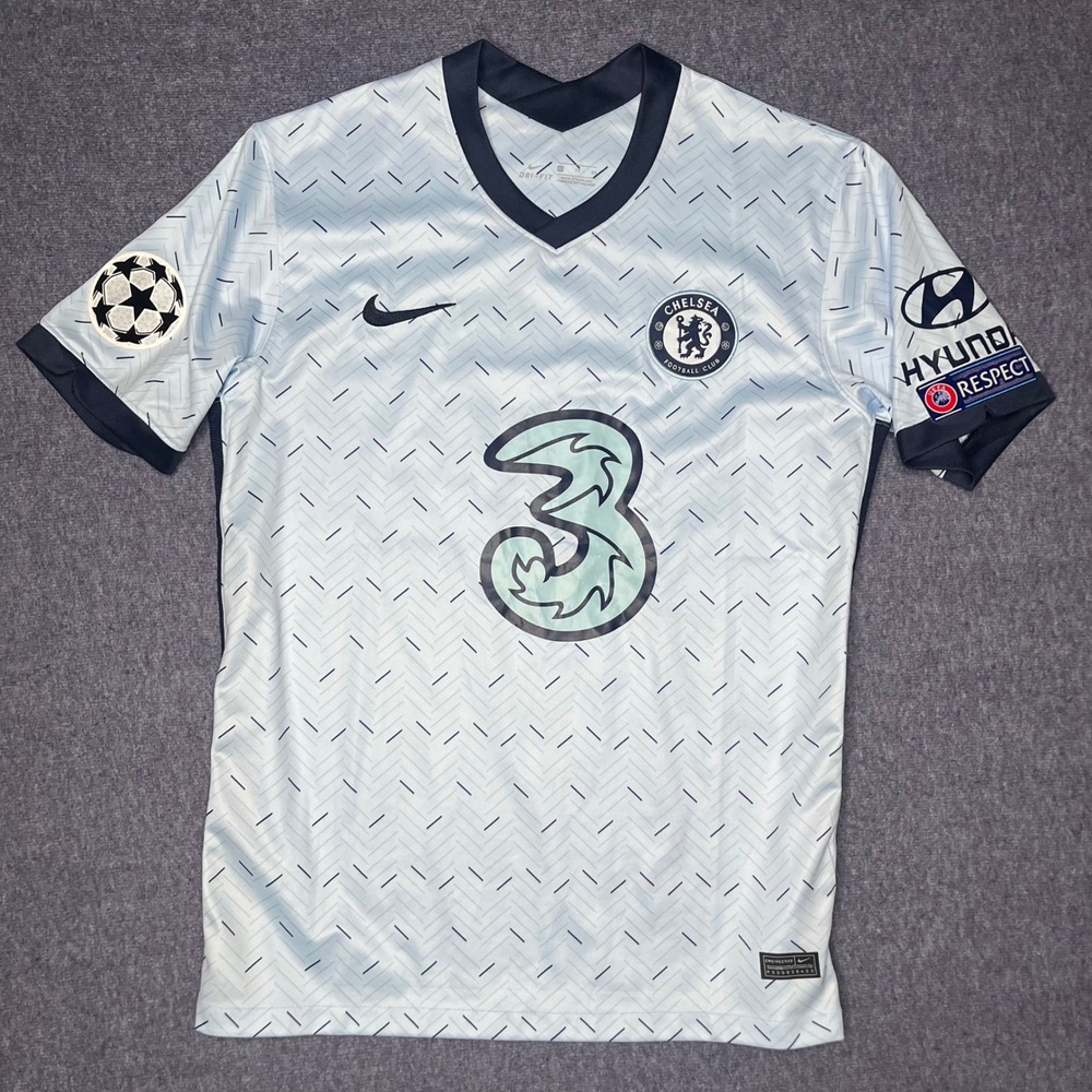 Nike Chelsea FC 2020-21 Away Jersey Pulisic 10 Light Blue XL Soccer Shirt Patche
